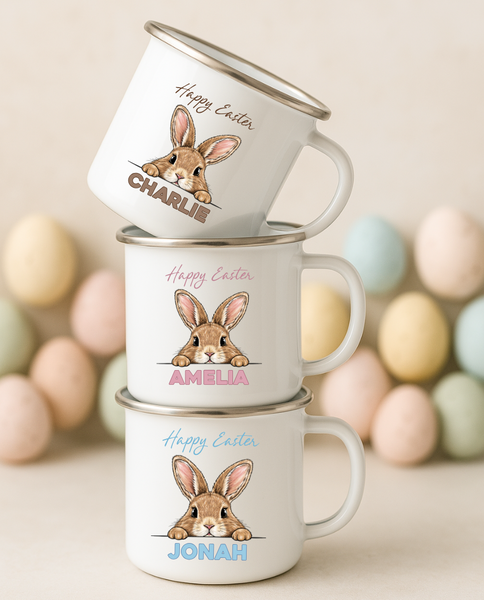 Personalised Bunny Enamel Mug For Kids