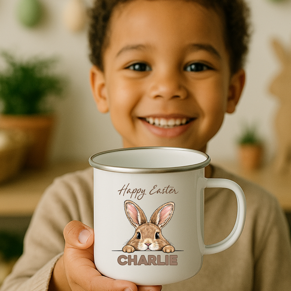 Personalised Bunny Enamel Mug For Kids