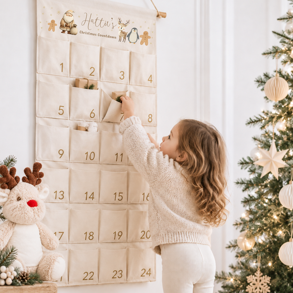 Personalised Christmas Advent Calendar – Neutral Santa & Reindeer Design