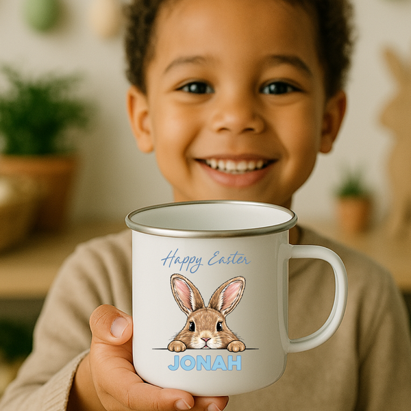 Personalised Bunny Enamel Mug For Kids