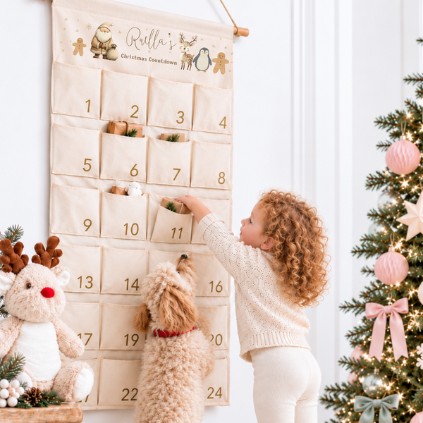 Personalised Christmas Advent Calendar – Neutral Santa & Reindeer Design
