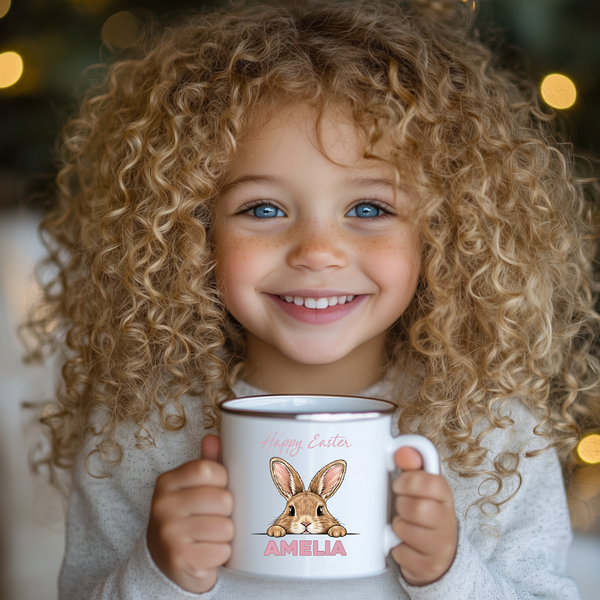 Personalised Bunny Enamel Mug For Kids