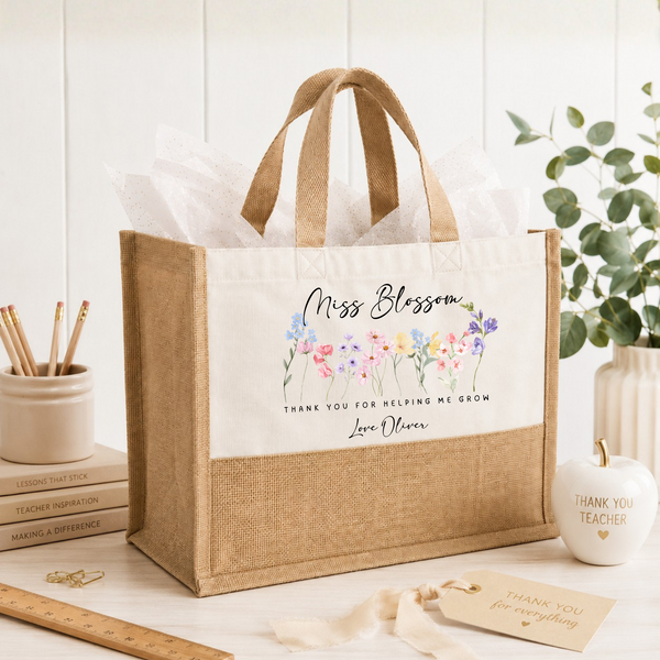 Personalised Wildflower Tote Bags For Teachers