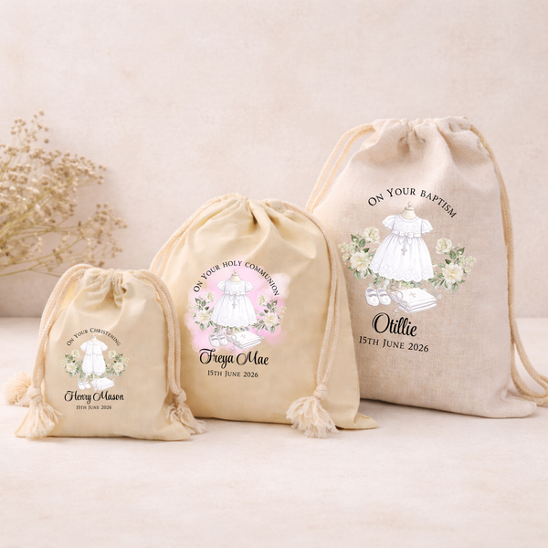 Personalised Christening Present Sacks