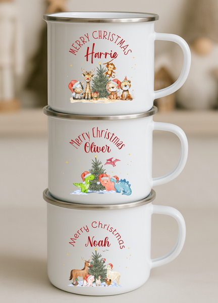 Enamel Mugs for Kids | Perfect Christmas Gifts with Safari, Dino, Woodland & Farmyard Animals