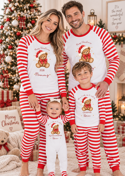 Personalised Teddy Bear Matching Family Pyjamas