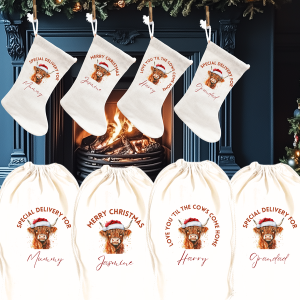 Personalised Highland Cow Stocking