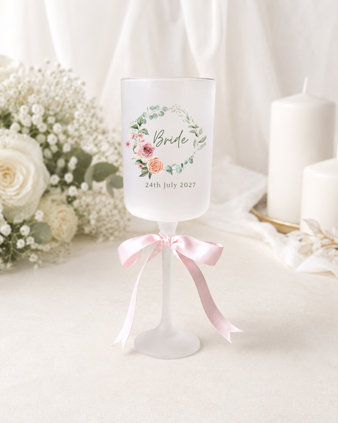 Personalised Wedding Glasses With Bows For Wedding Party