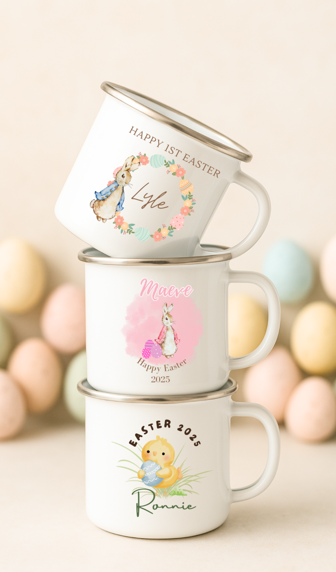 Personalised Easter Enamel Mugs