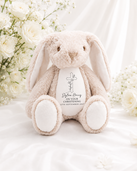 Personalised Christening & Baptism Gift Set | Soft Toy & Wooden Name Plaque