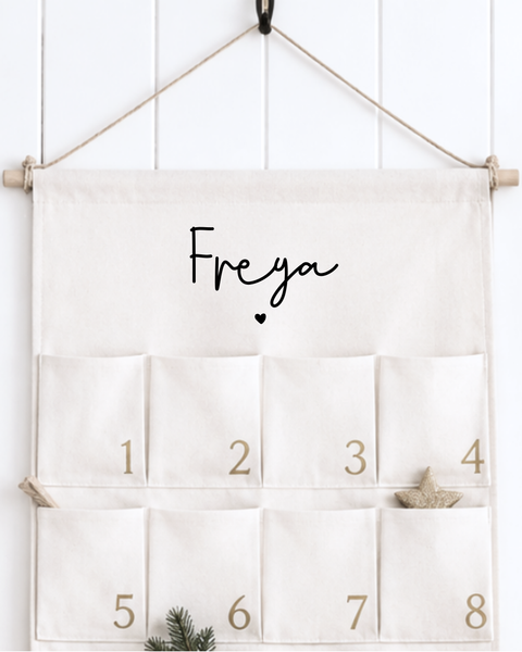 Personalised Fabric Advent Calendar – Minimalist 24 Pocket Christmas Countdown