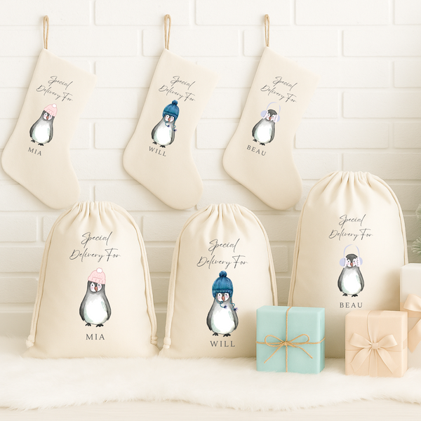 Personalised Penguin Family Stockings