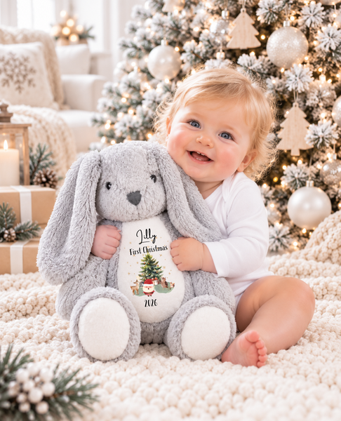 Personalised Bunny Soft Toy | Baby's First Christmas Gift