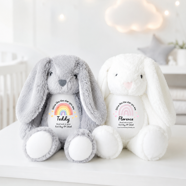 Personalised Rainbow First Day At School Soft Toy