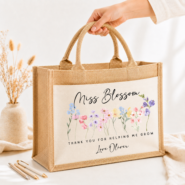 Personalised Wildflower Tote Bags For Teachers