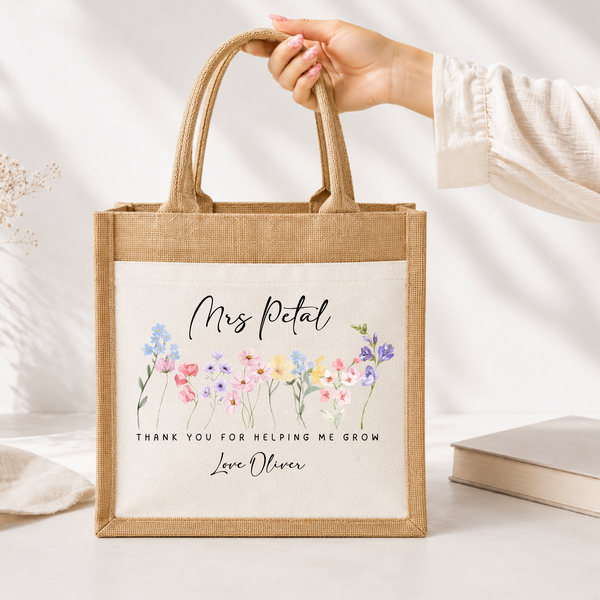 Personalised Wildflower Tote Bags For Teachers