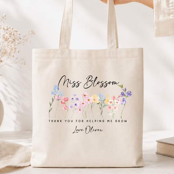 Personalised Wildflower Tote Bags For Teachers
