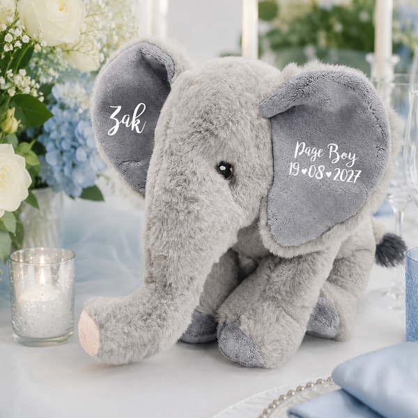 Personalised Page Boy Elephant Soft Toy, Eco-Friendly Gift