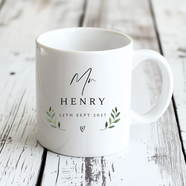 Personalised Mr & Mrs Wedding Mug Set