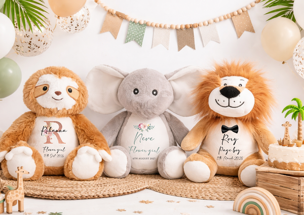 Personalised Wedding Party Gift Sack & Soft Toy Set