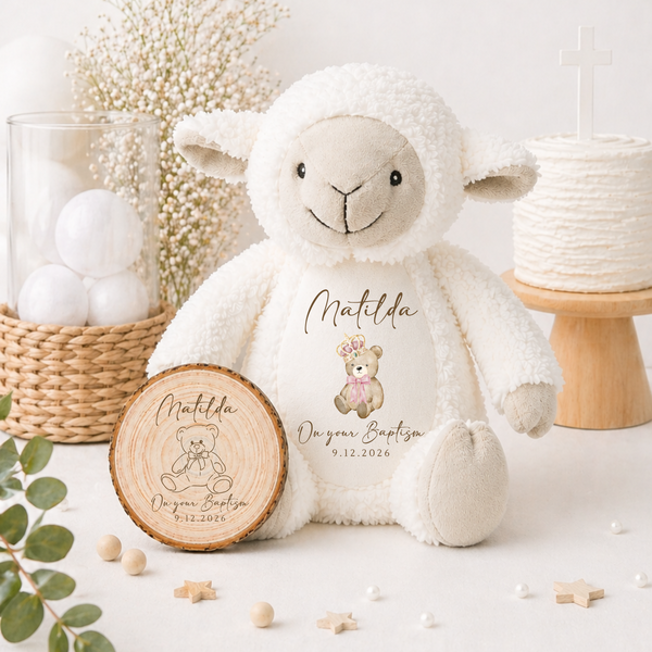 Personalised Bear Soft Toy Christening Gift | Custom Name Teddy