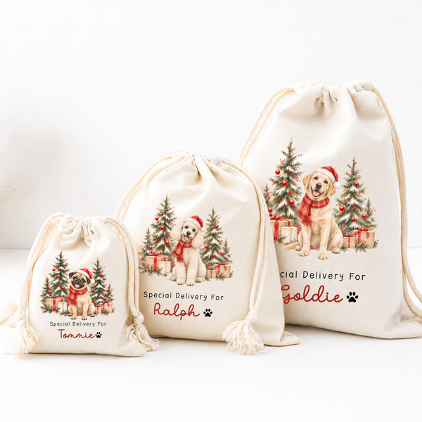 Personalised Pet Christmas Stocking or Santa Sack – Dog & Animal Designs