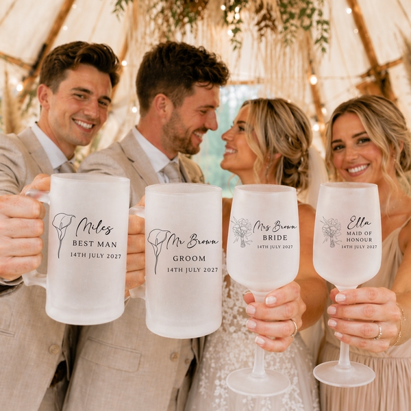 Personalised Calla Lily Wedding Glasses