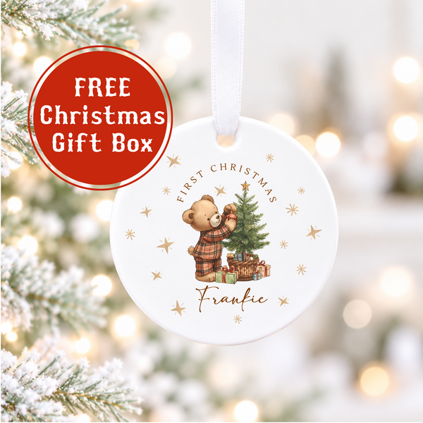 Personalised Baby's First Christmas Bauble | Teddy Bear Ceramic