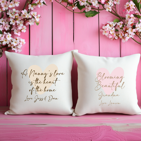 Personalised Heart Cushion For Her This Mothers Day - Mum & Nanny