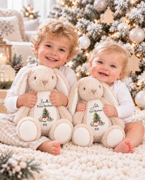 Personalised Bunny Soft Toy | Baby's First Christmas Gift