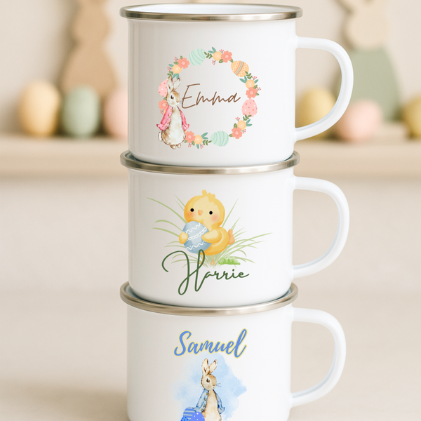 Personalised Easter Enamel Mugs