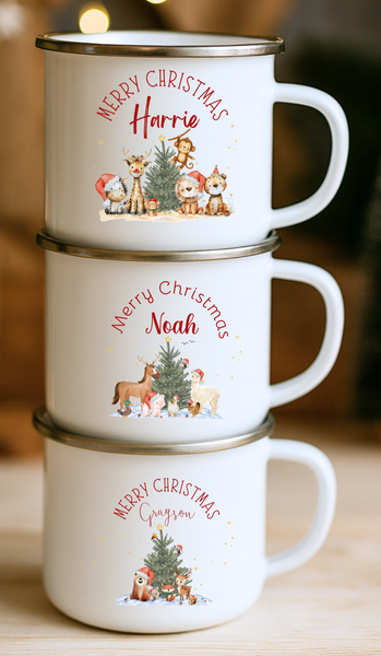 Enamel Mugs for Kids | Perfect Christmas Gifts with Safari, Dino, Woodland & Farmyard Animals