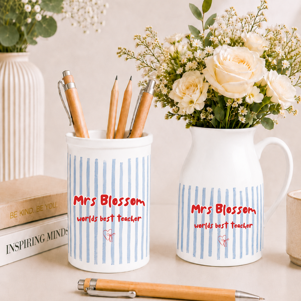 Personalised Stripey Teacher Vase