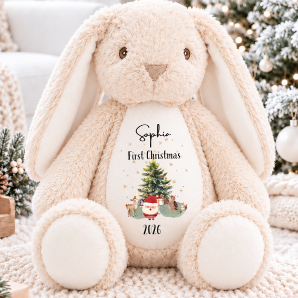 Personalised Bunny Soft Toy | Baby's First Christmas Gift