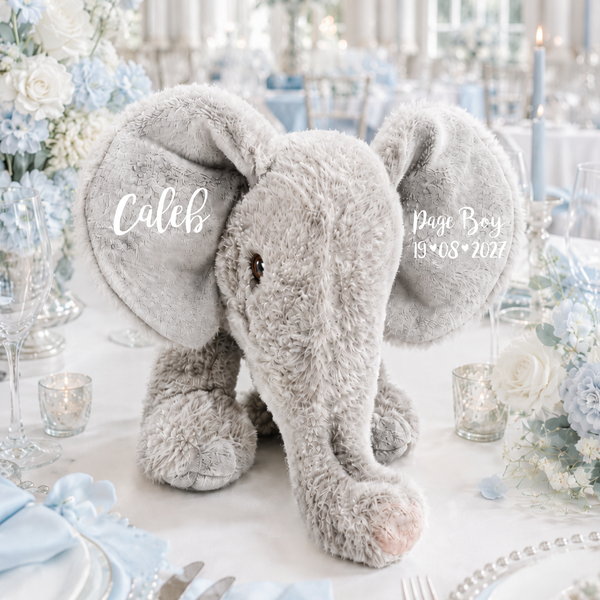 Personalised Page Boy Elephant Soft Toy, Eco-Friendly Gift