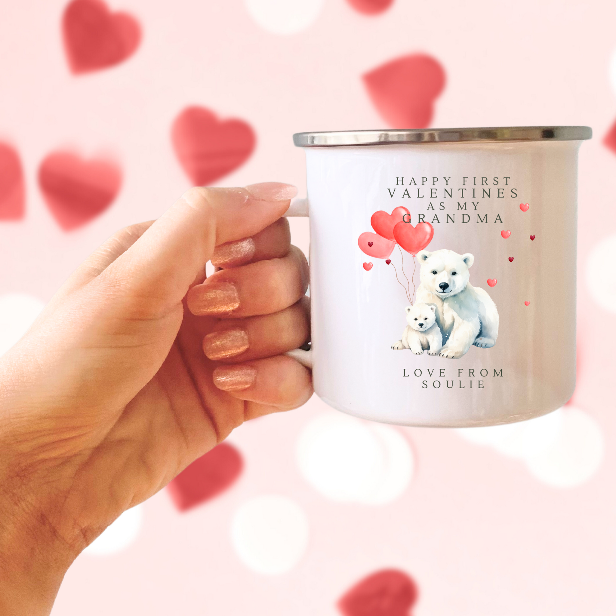 Primera taza personalizada de San Valentín para abuela/niñera