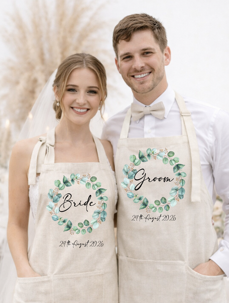 Personalised Aprons For Bride & Groom