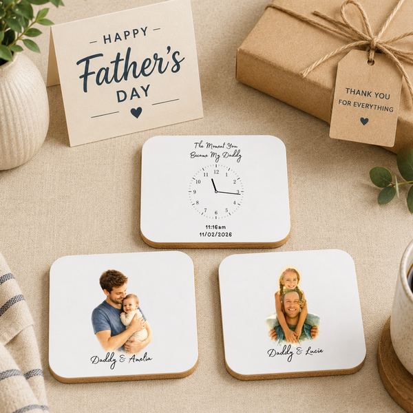 Personalised Photo Mug & Coaster Set – The Moment You Became My Daddy | Father's Day Gift