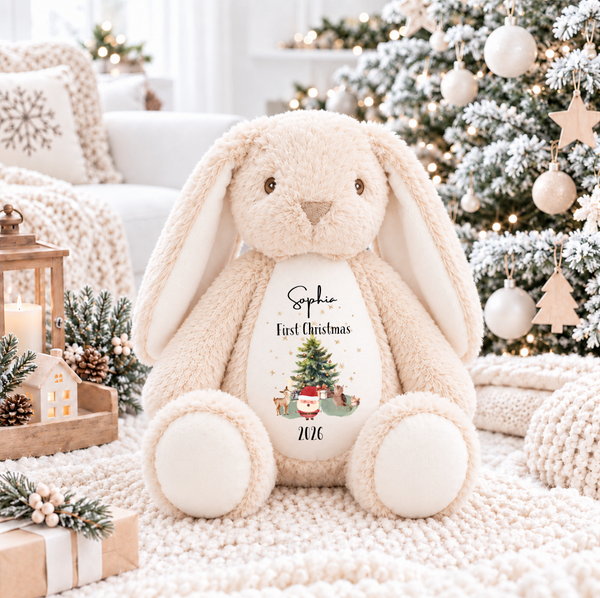Personalised Bunny Soft Toy | Baby's First Christmas Gift
