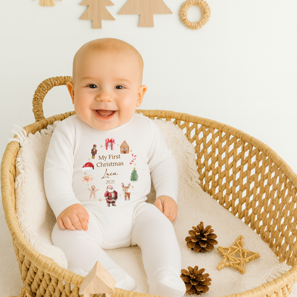 My First Christmas Babygrow – Personalised Baby’s First Xmas Outfit
