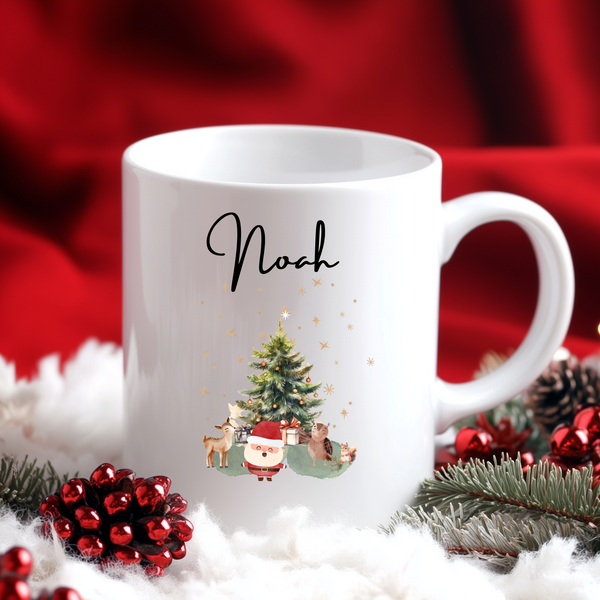Personalised Christmas Matching Family Mugs Santa Tree Design