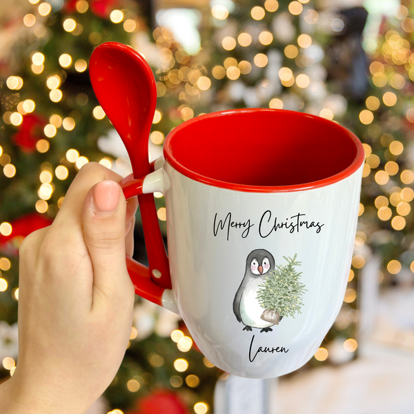 Personalised Penguin Mug & Spoon