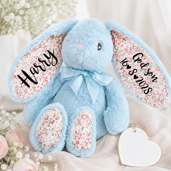 Personalised Christening Bunny For Godson Or Goddaughter