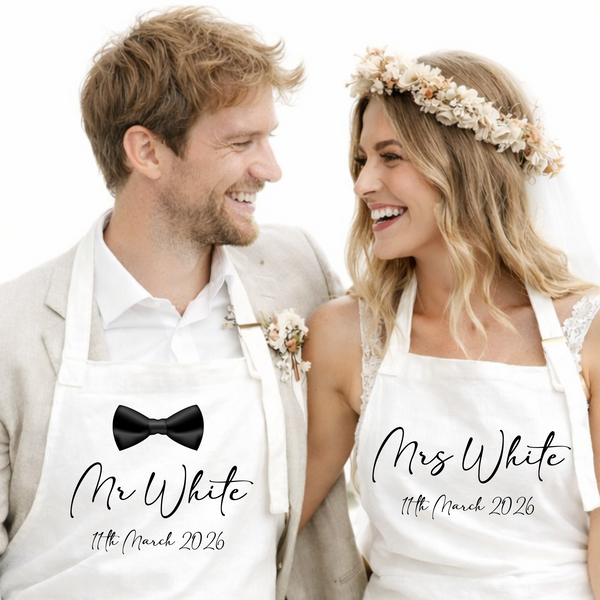 Personalised Aprons For Bride & Groom