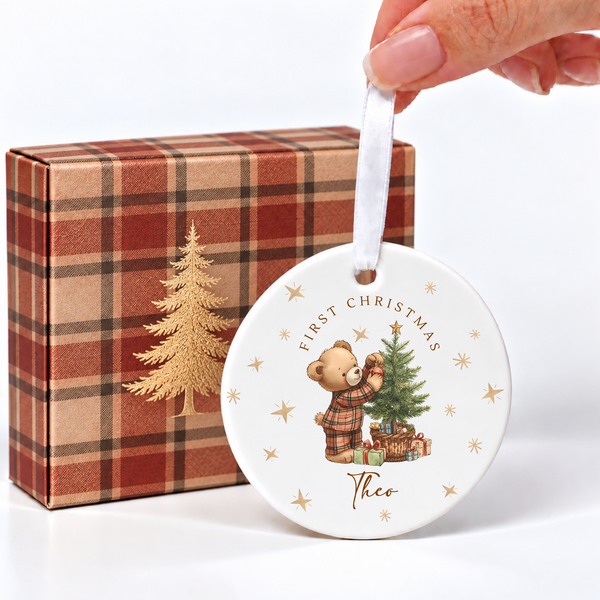 Personalised Baby's First Christmas Bauble | Teddy Bear Ceramic