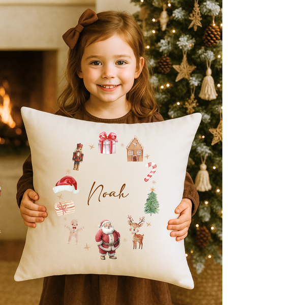 Personalised Christmas Santa Cushion For Kids