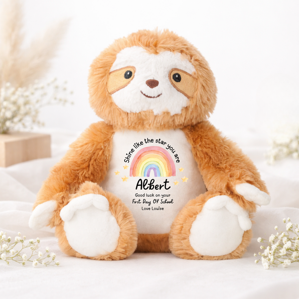 Personalised Rainbow First Day At School Soft Toy