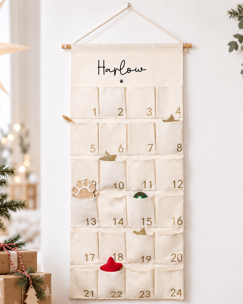 Personalised Fabric Advent Calendar – Minimalist 24 Pocket Christmas Countdown