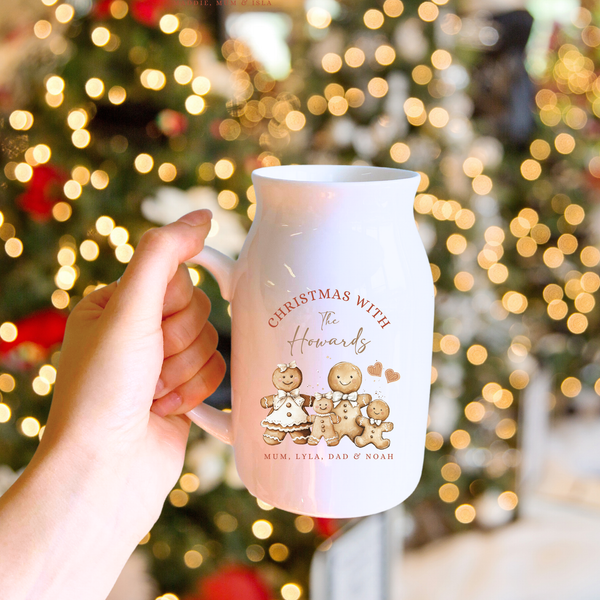 Personalised Gingerbread Family Vase For Christmas