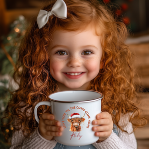 Personalised Highland Cow Enamel Mug For Kids